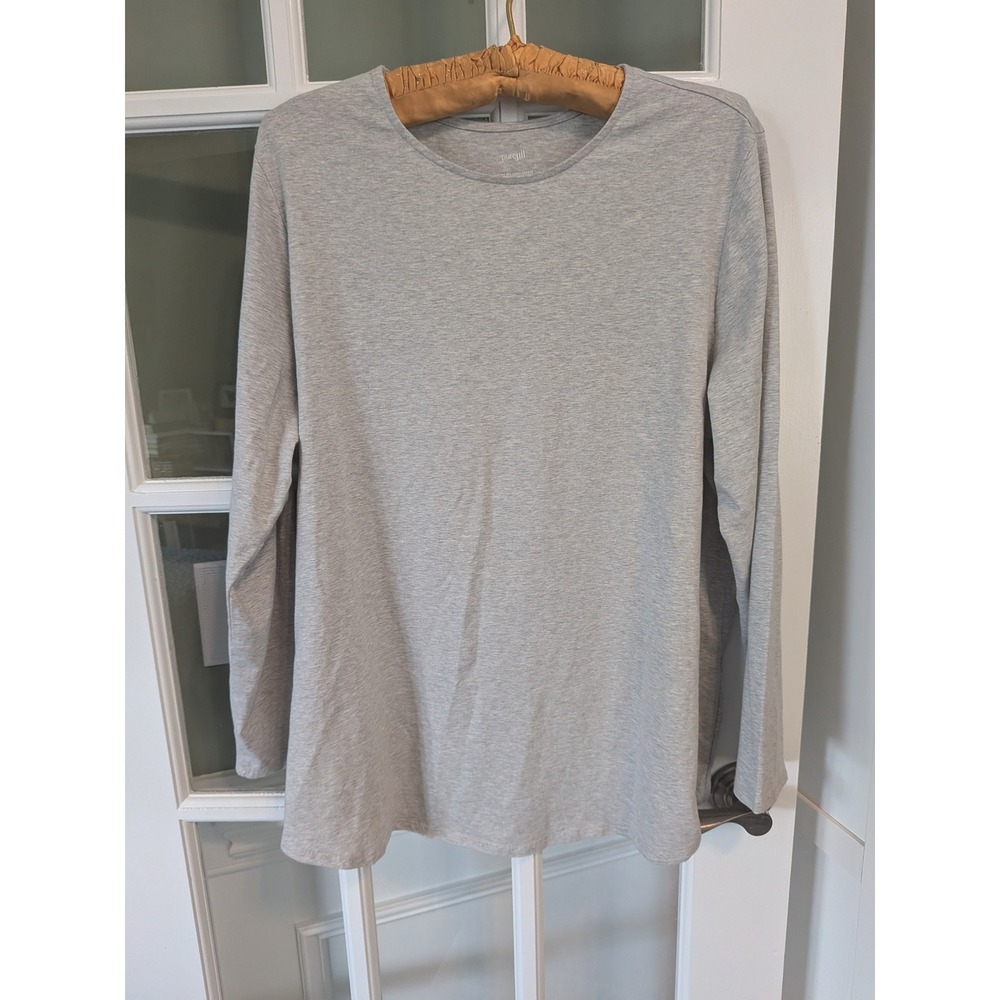 Pure Jill J Jill Womens XL Gray Cotton Blend Long Sleeve Shirttail Tee T-Shirt